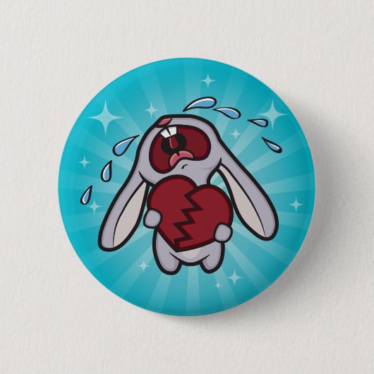 Broken verwarmde Bunny met Blue Sunburst Button (Voorkant)