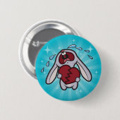 Broken verwarmde Bunny met Blue Sunburst Button (Voorkant /achterkant)