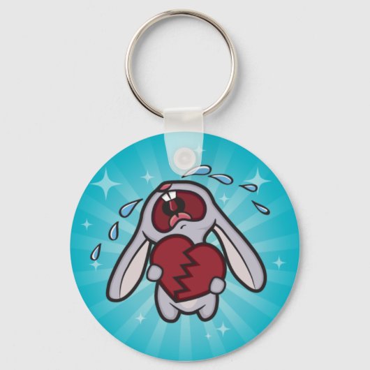 Broken verwarmde Bunny met Blue Sunburst Sleutelha Sleutelhanger (Voorkant)