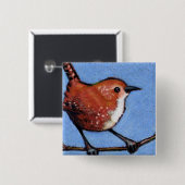 BROLEN, VOGELS, KLEURENPENCIL VIERKANTE BUTTON 5,1 CM (Voorkant /achterkant)