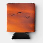 Brolgas vliegen bij zonsondergang koelbox blikjeskoeler (Voorkant)