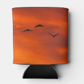 Brolgas vliegen bij zonsondergang koelbox blikjeskoeler (Achterkant)
