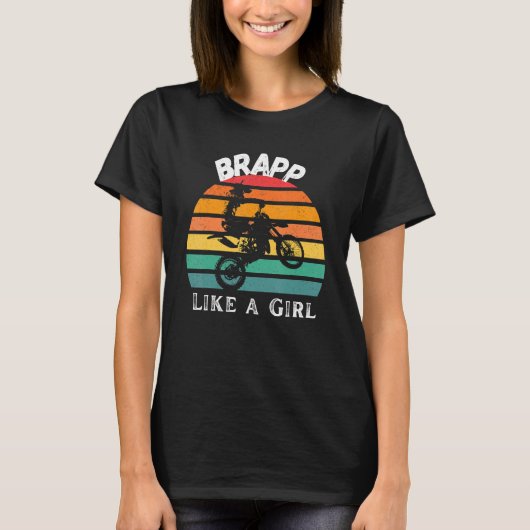 Brom als een meisje Motocross T-shirt (Voorkant)