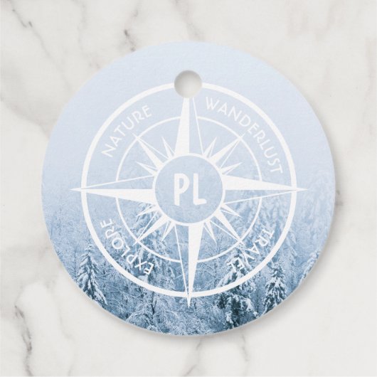 Brombalmonogram wintersparren bedankjes labels (Achterkant)