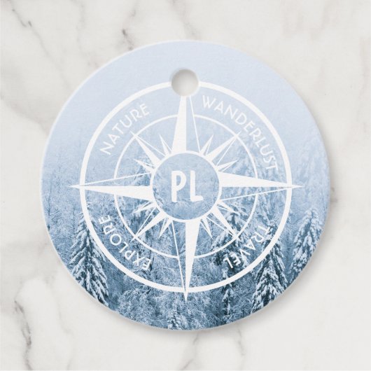 Brombalmonogram wintersparren bedankjes labels (Voorkant)