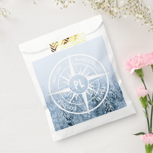 Brombalmonogram wintersparren bedankzakje (Gezegeld)