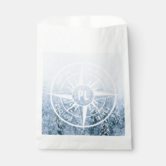 Brombalmonogram wintersparren bedankzakje (Voorkant)