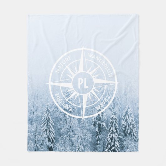 Brombalmonogram wintersparren fleece deken (Voorkant)