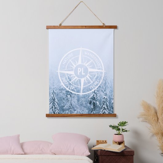 Brombalmonogram wintersparren hangend wandkleed (Slaapkamer)