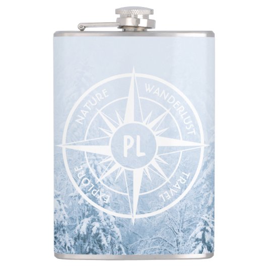 Brombalmonogram wintersparren heupfles (Voorkant)