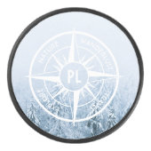 Brombalmonogram wintersparren hockey puck (Voorkant)