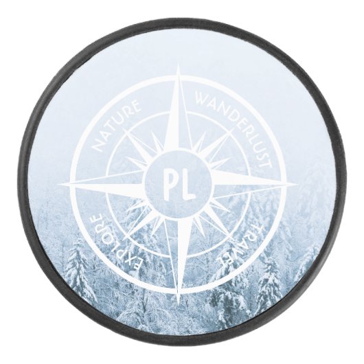 Brombalmonogram wintersparren hockey puck (Voorkant)