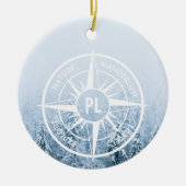 Brombalmonogram wintersparren keramisch ornament (Voorkant)