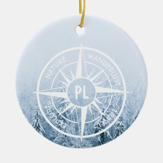 Brombalmonogram wintersparren keramisch ornament (Voorkant)