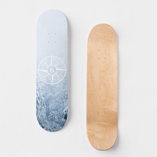 Brombalmonogram wintersparren persoonlijk skateboard (Voorkant)