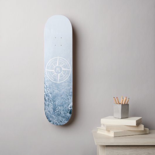 Brombalmonogram wintersparren persoonlijk skateboard (Muurkunst)