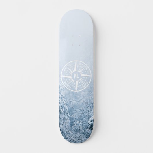 Brombalmonogram wintersparren persoonlijk skateboard (Voorkant)