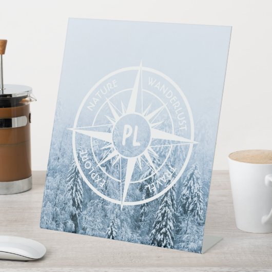 Brombalmonogram wintersparren reclamebord met voetstuk (Insitu)