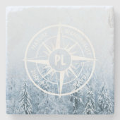 Brombalmonogram wintersparren stenen onderzetter (Voorkant)