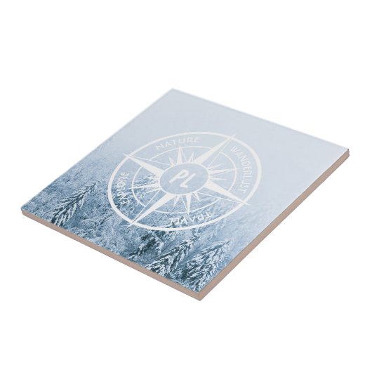 Brombalmonogram wintersparren tegeltje (Zijkant)