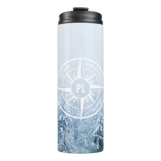 Brombalmonogram wintersparren thermosbeker (Voorkant)