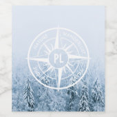 Brombalmonogram wintersparren wijn etiket (Enkel label)