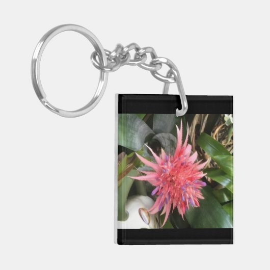 Bromelia Bloem Sleutelhanger (Voorkant Links)