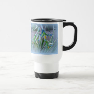 Bromeliad Blossom op blauw Reisbeker