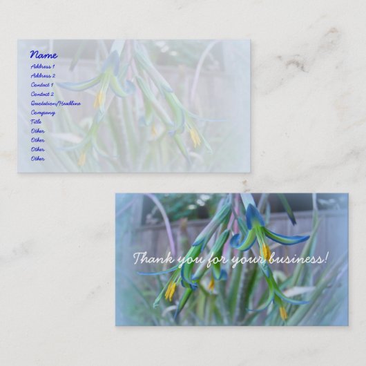 Bromeliad Blossom op blauw Visitekaartje (Voorkant / Achterkant)