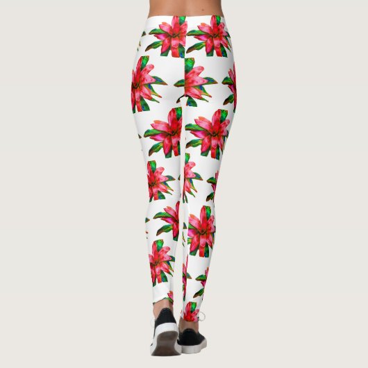 Bromeliad-Leggings in rood en wit Leggings (Achterkant)