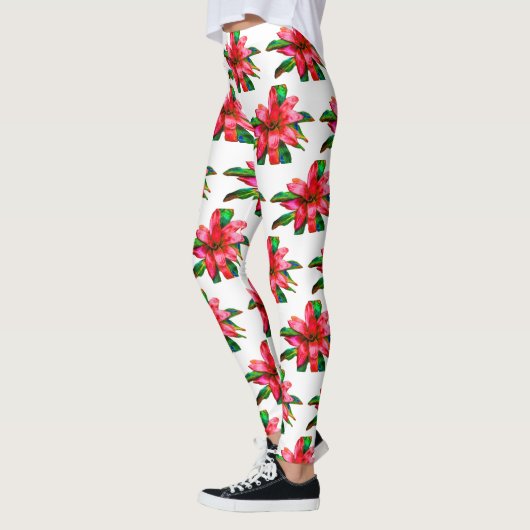 Bromeliad-Leggings in rood en wit Leggings (Links)