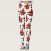 Bromeliad-Leggings in rood en wit Leggings (Voorkant)