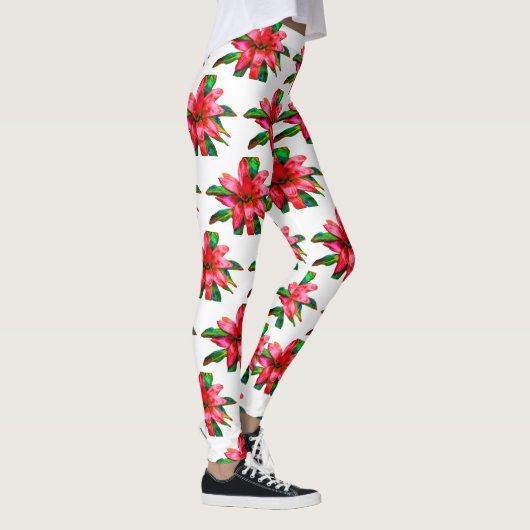 Bromeliad-Leggings in rood en wit Leggings (Rechts)