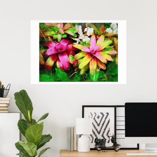 Bromeliad, olieverf, tropisch Collectie Poster (Thuiskantoor)