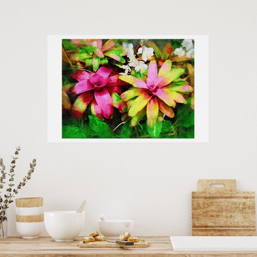 Bromeliad, olieverf, tropisch Collectie Poster (Keuken)