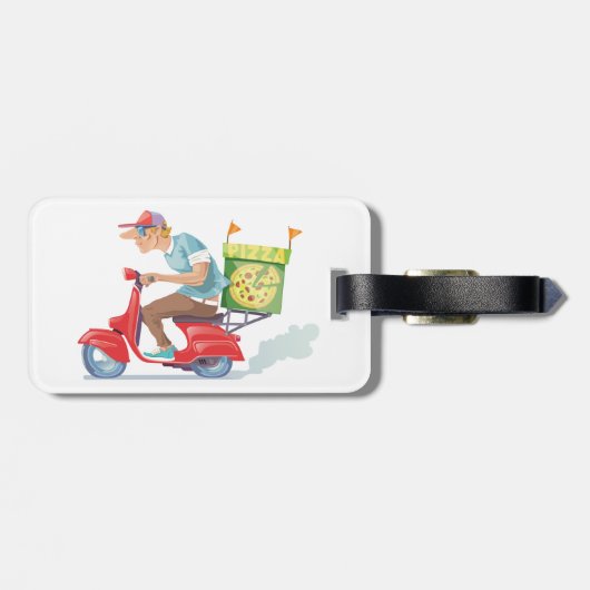 Bromfiets Pizza Levering Bagagelabel (Achterkant horizontaal)