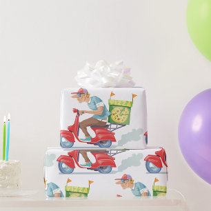 Bromfiets Pizza Levering Cadeaupapier
