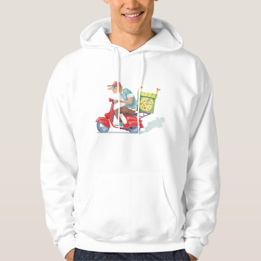 Bromfiets Pizza Levering Hoodie (Voorkant)