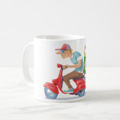 Bromfiets Pizza Levering Koffiemok (Voorkant links)