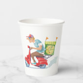 Bromfiets Pizza Levering Papieren Bekers (Voorkant)