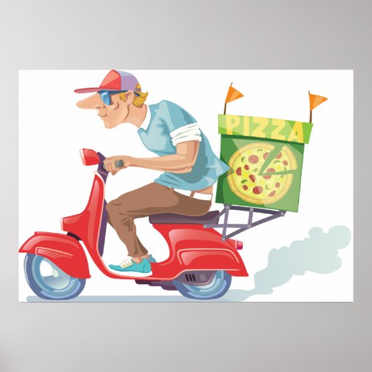 Bromfiets Pizza Levering Poster (Voorkant)