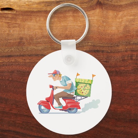 Bromfiets Pizza Levering Sleutelhanger