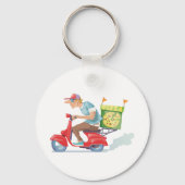 Bromfiets Pizza Levering Sleutelhanger (Voorkant)