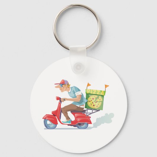 Bromfiets Pizza Levering Sleutelhanger (Achterkant)