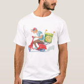 Bromfiets Pizza Levering T-shirt (Voorkant)