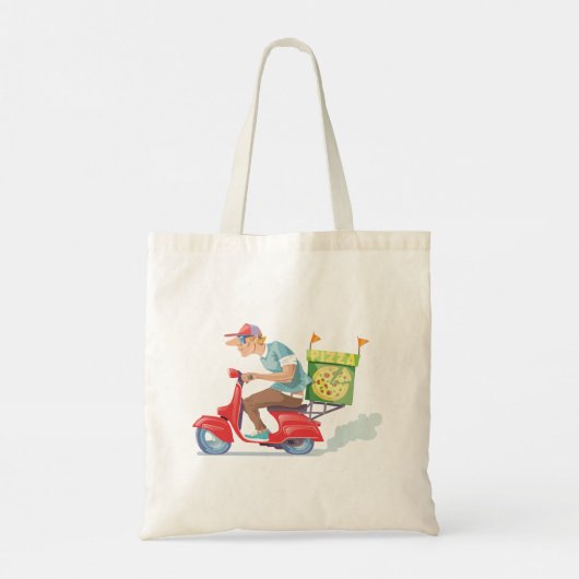 Bromfiets Pizza Levering Tote Bag (Achterkant)