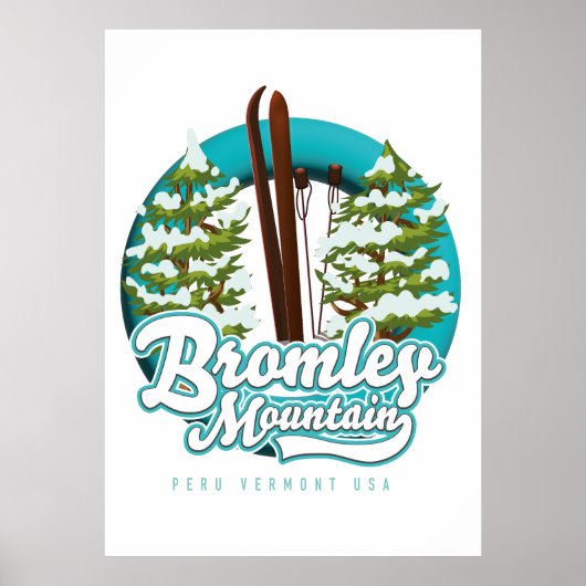 Bromley Mountain Peru Vermont US Ski logo Poster (Voorkant)