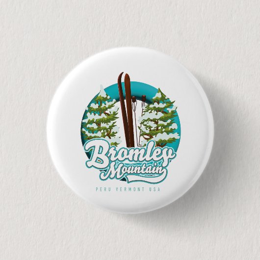 Bromley Mountain Peru Vermont US Ski logo Ronde Button 3,2 Cm (Voorkant)