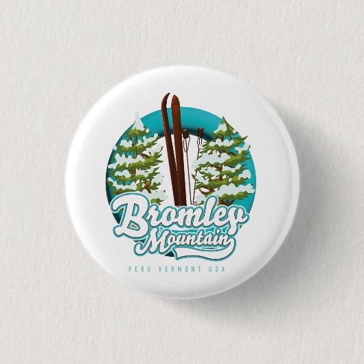 Bromley Mountain Peru Vermont US Ski logo Trucker Ronde Button 3,2 Cm (Voorkant)