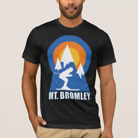 Bromley Mountain Ski Zonsondergang T-shirt (Voorkant)